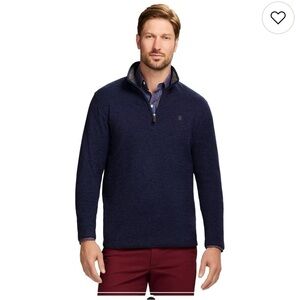 NEW Izod navy Blue thermostat fleece Quarter-Zip pullover Sweater men XXL